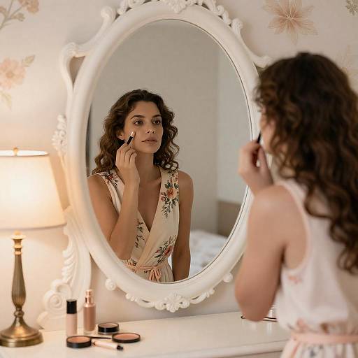 Elegant Makeup Scene with Reflection