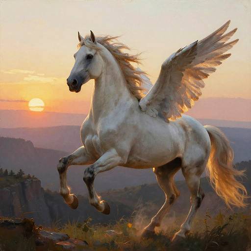 Majestic Pegasus at Sunset Cliffside