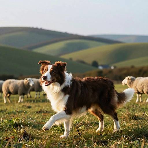 Red Merle Border Collie Herding Sheep