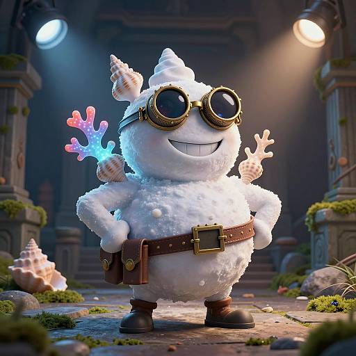 Victorious Snowball Wizard in Ancient Temple