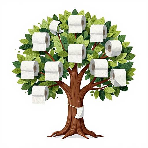 Stylized Toilet Paper Tree Vector