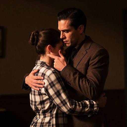 Intimate Embrace in Dim Lighting