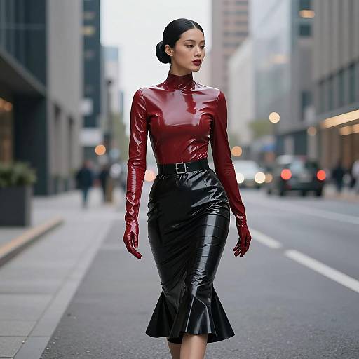 Elegant Fetish Fashion in Urban Dusk