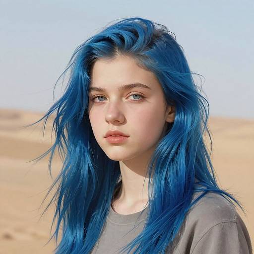 Teenage Girl Portrait with Blue Hair
