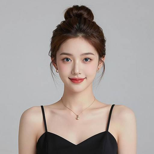 Portrait of Young Asian Woman with Elegant Updo