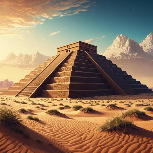 Ancient Ziggurat in Dreamy Desert Landscape