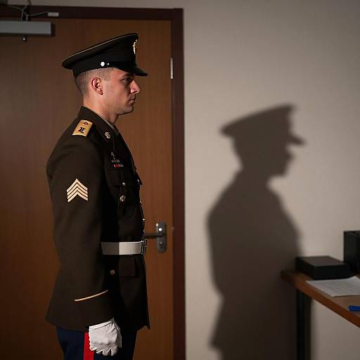 Military Officer Profile with Shadow