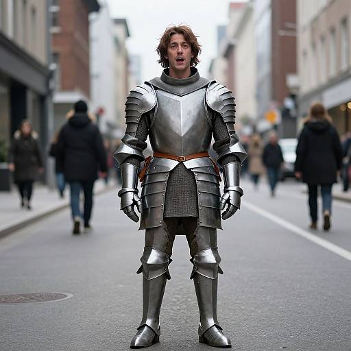 Man in Armor on City Street