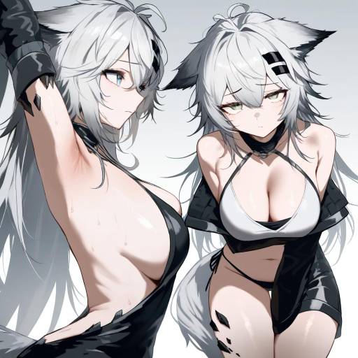 Adorable Wolf Girl with Grey Hair