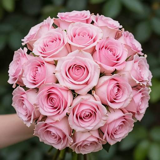 Elegant Pink Roses Wedding Bouquet