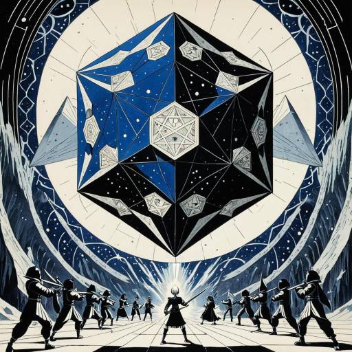 Surreal Sci-Fi Battle with Geometric Core