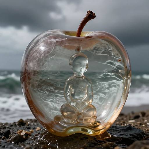 Stormy Sea Through Glass Apple