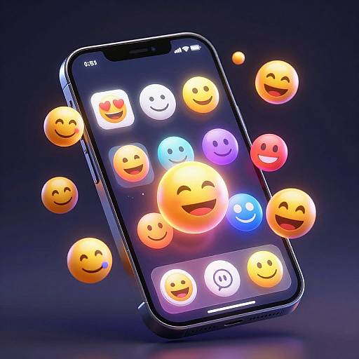 Futuristic Emoji Interface on Smartphone