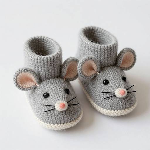 Whimsical Merino Wool Mouse Booties