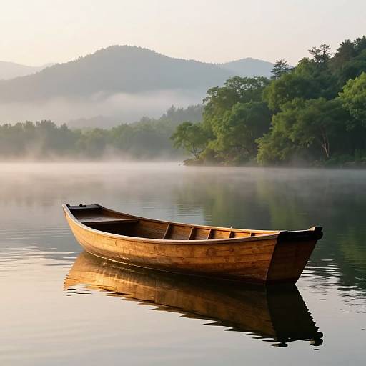 Serene Craftboat on Misty Lake
