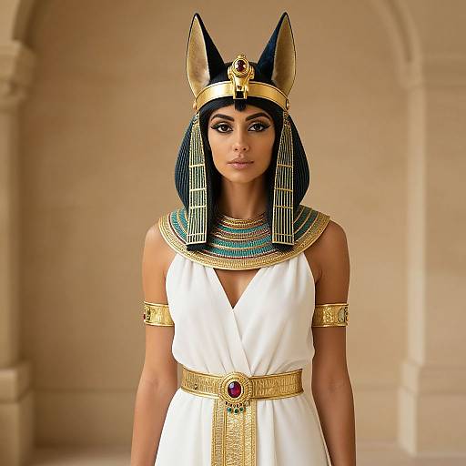 Woman in Bastet Egyptian Goddess Costume