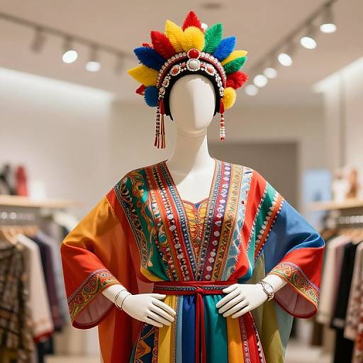 Colorful Mannequin with Artistic Headdress