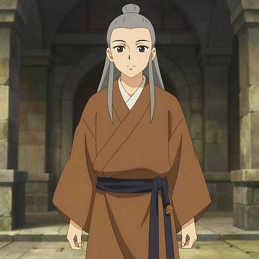 3D Anime Ancient Monk in Monastery