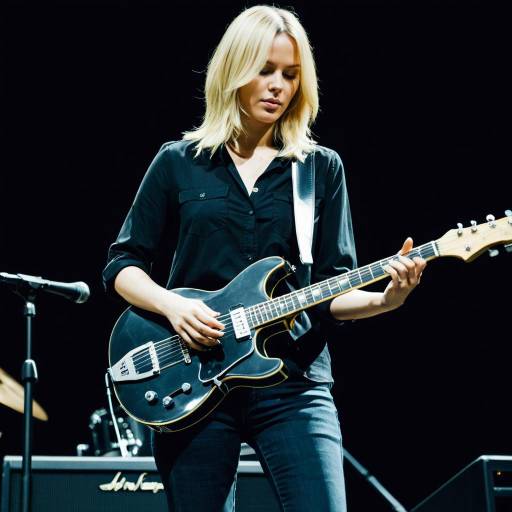 Blonde Female Guitarist Playing Electric Guitar