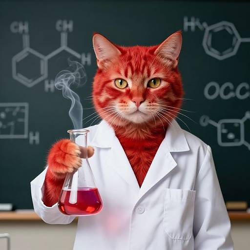 Confident Red Cat Chemist Portrait