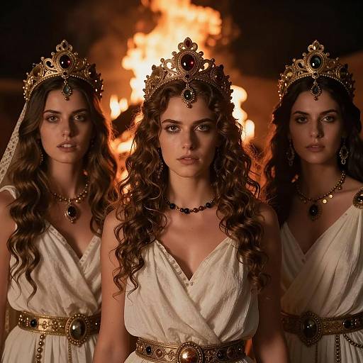 Three Women by the Fire in Elegance