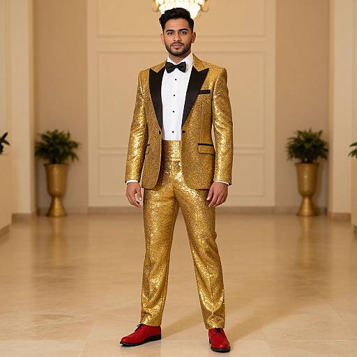 Glittering Gold Suit in Hall