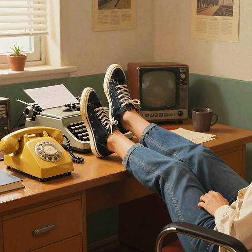 Retro 80s Office Nostalgia Scene