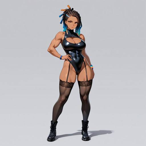 Muscular Woman in Playful Fashion Pose Muscular Woman in Playful Fashion Pose