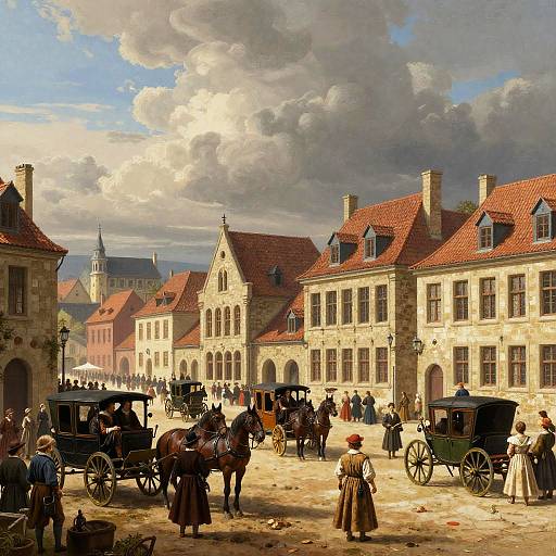 1616 Renaissance Cityscape Bustling Scene