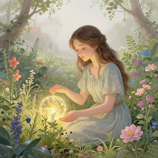 Mystical Healer in Tranquil Garden