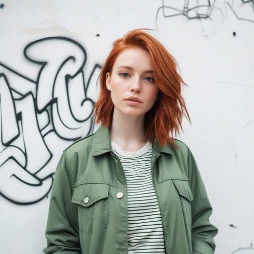 Young Woman With Red Hair Against Graffiti Wall