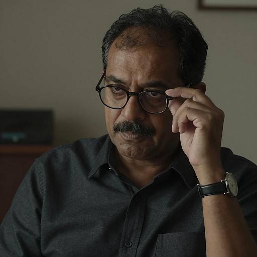 Focused Middle-Aged Man in Dim Light