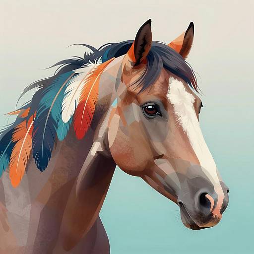 Vibrant Horse Head Digital Illustration
