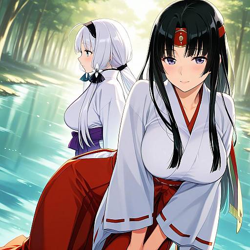 Illustration of Musha miko tomoe, queen's blade in the style of Nakatani nio