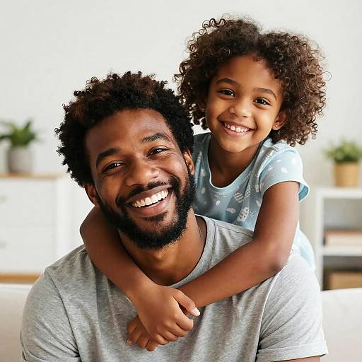 Joyful Black Father and Daughter Portrait