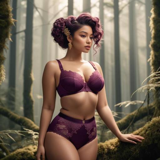 Elegant Character in Plum Lace Attire