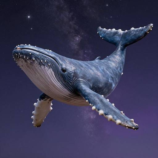 Hyper-realistic Humpback Whale in Starry Night Sky