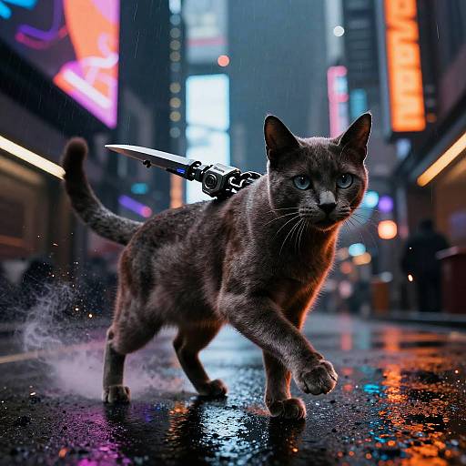 Cybernetic Russian Blue Assassin Cat