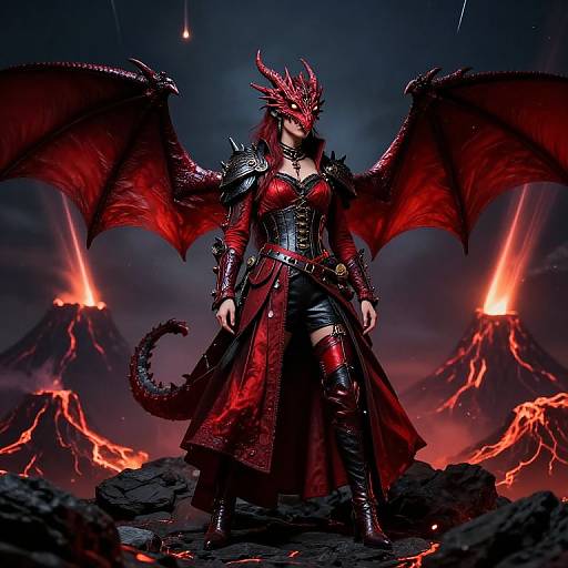 Steampunk Dragon in Volcanic Scene