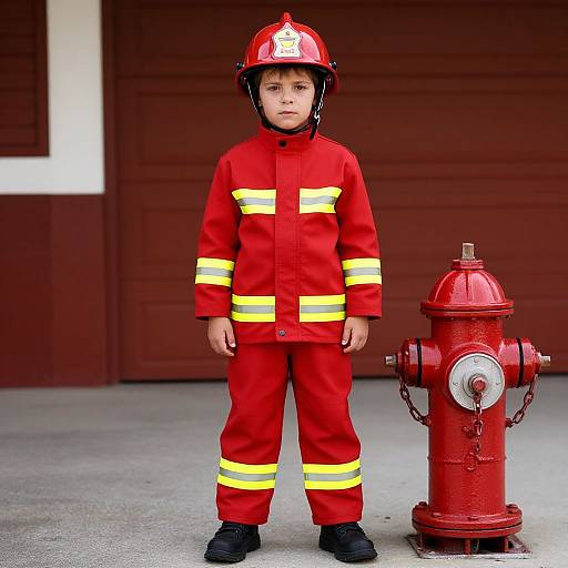 Firefighter in Red Uniform
