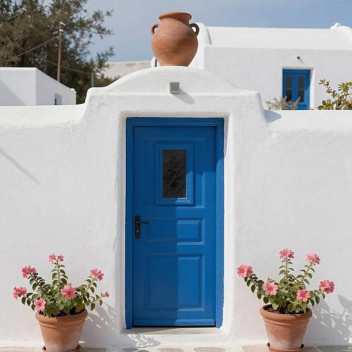 Charming Cycladic Blue Door Photograph
