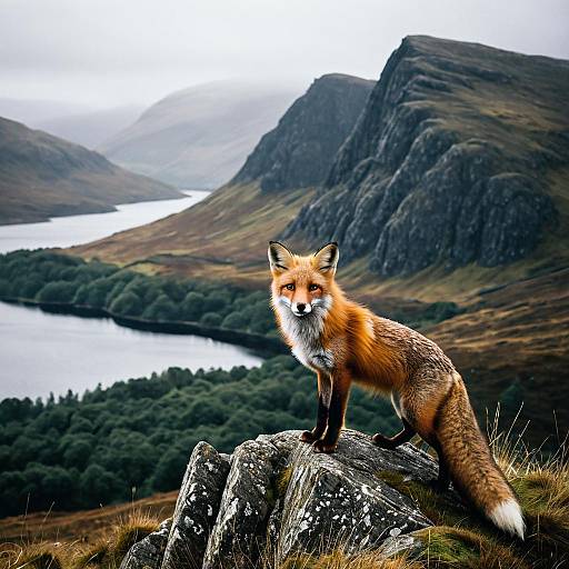 Red Fox on Scottish Highlands Rock