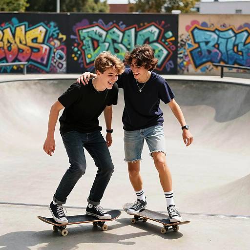 Laughing Teens at Skate Park