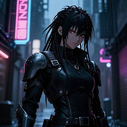 Cyberpunk Warrior with Black Anime Dreads