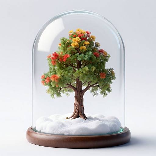 Vibrant Tree in Snow Globe