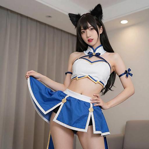 Anime-Style Asian Woman in Cat Ears