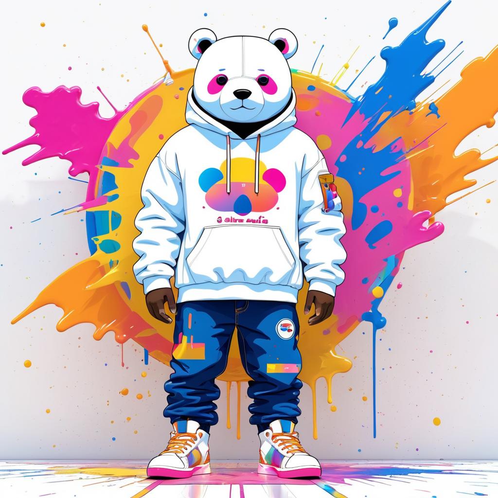 Confident Bear in Colorful Street Style