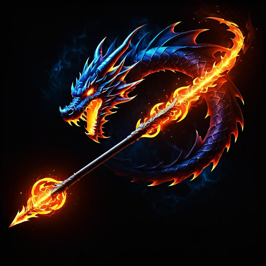 Glowing Fiery Dragon Staff Design