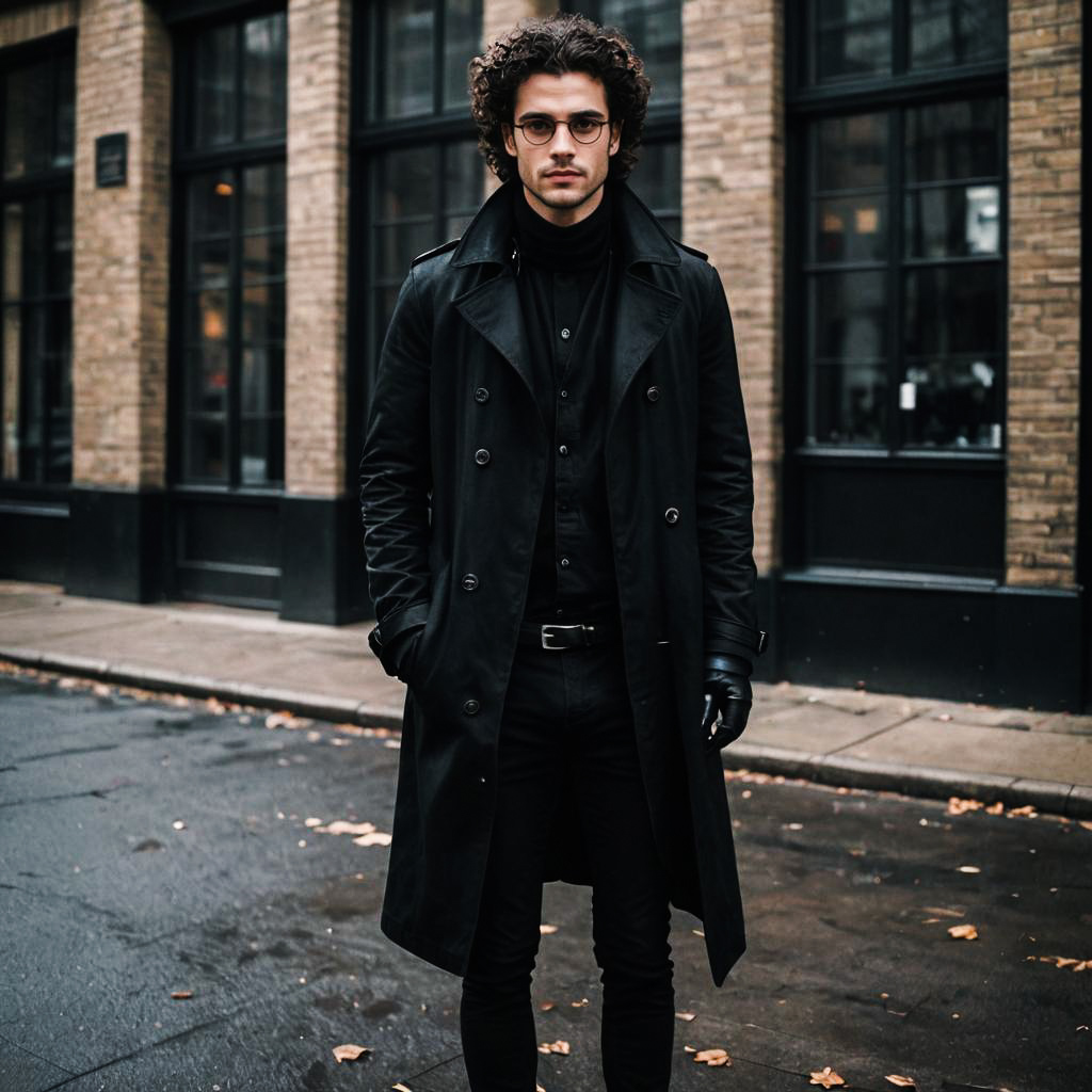 Stylish Man in Black Leather Outfit