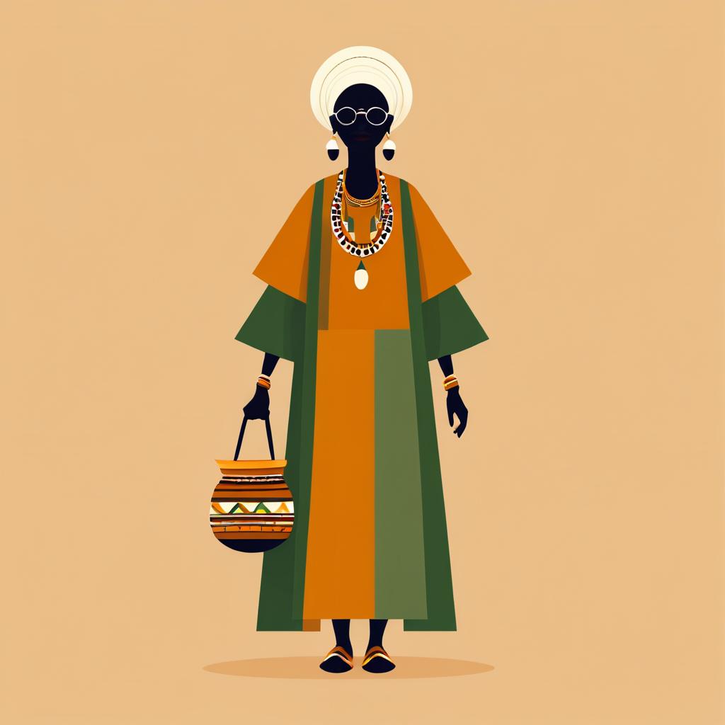 Elderly Woman in Traditional African Dress